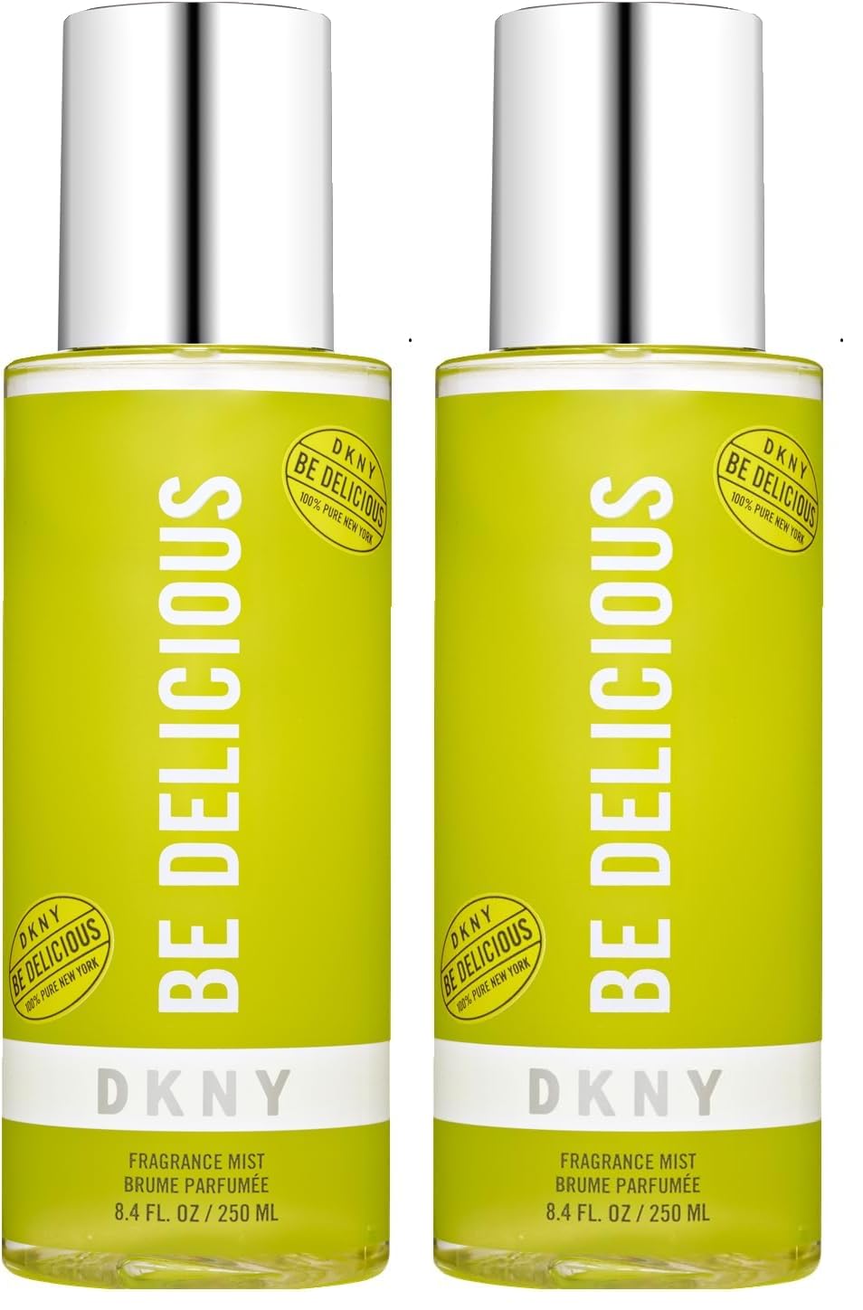 DKNY Be Delicious 100% Pure New York, Body Spray für Damen, Blumig-fruchtiger Duft, Für den Alltag, 250 ml (Packung mit 2)