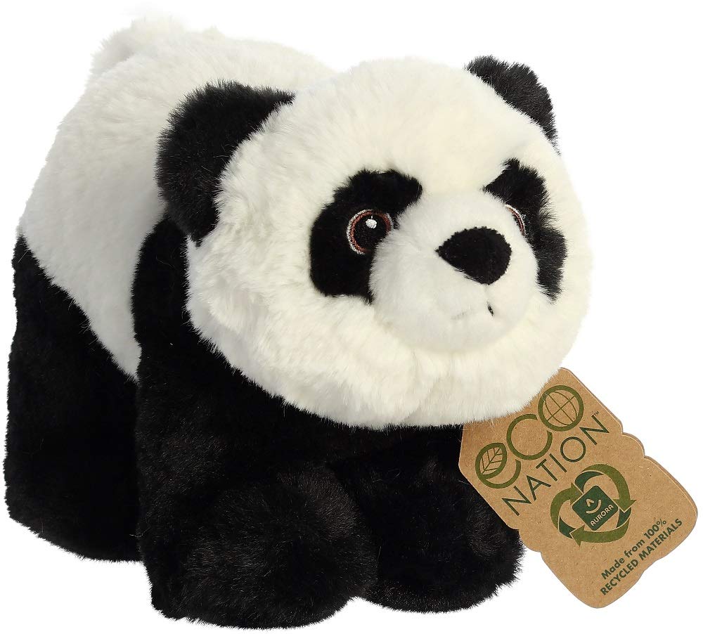 Aurora® Responsibly Made Eco Nation™ Panda Stuffed Animal - Ideal for Playtime Adventures - Perfect for Birthdays or Just Because - Black 9 Inches