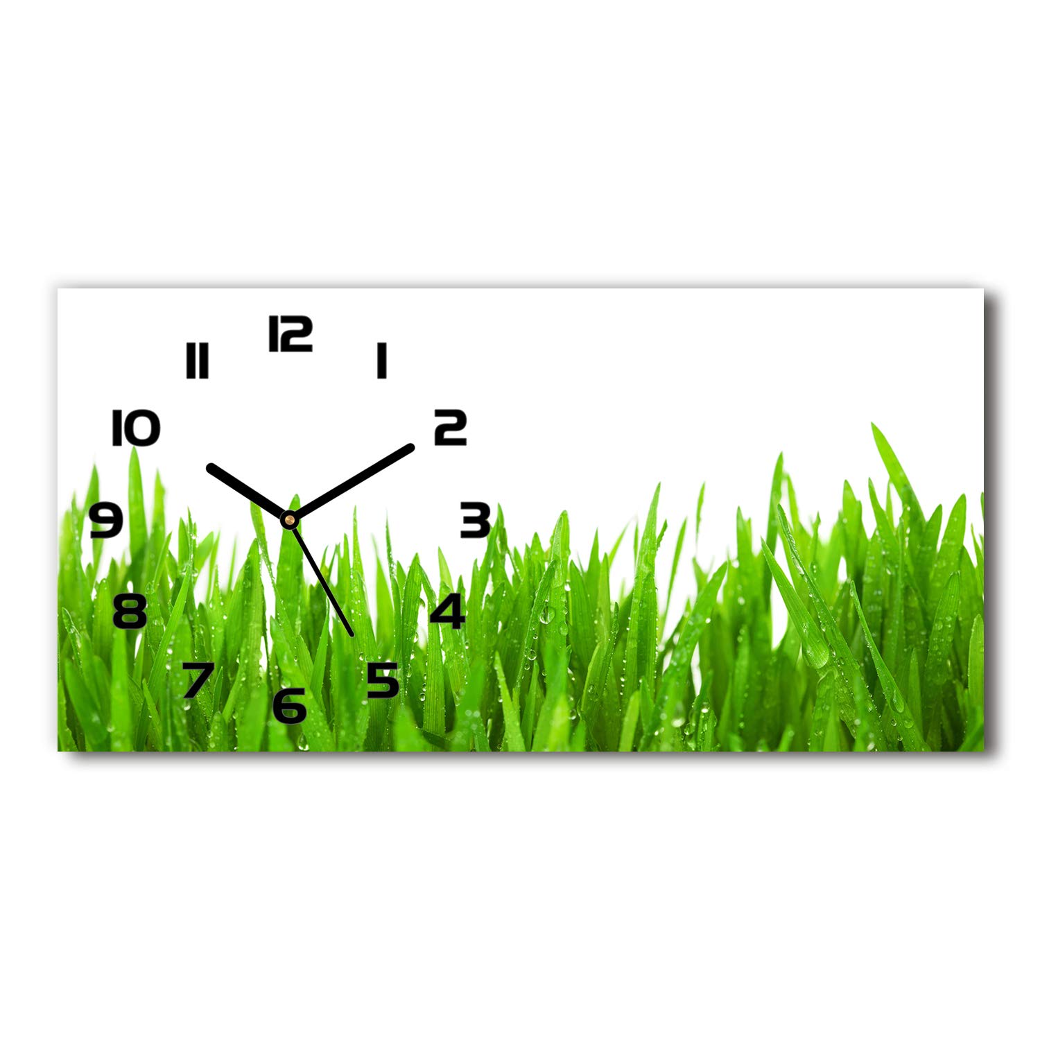 Horloge en verre 60x30cm Tulup - Pendule silencieuse sur pied design noir motif gazon