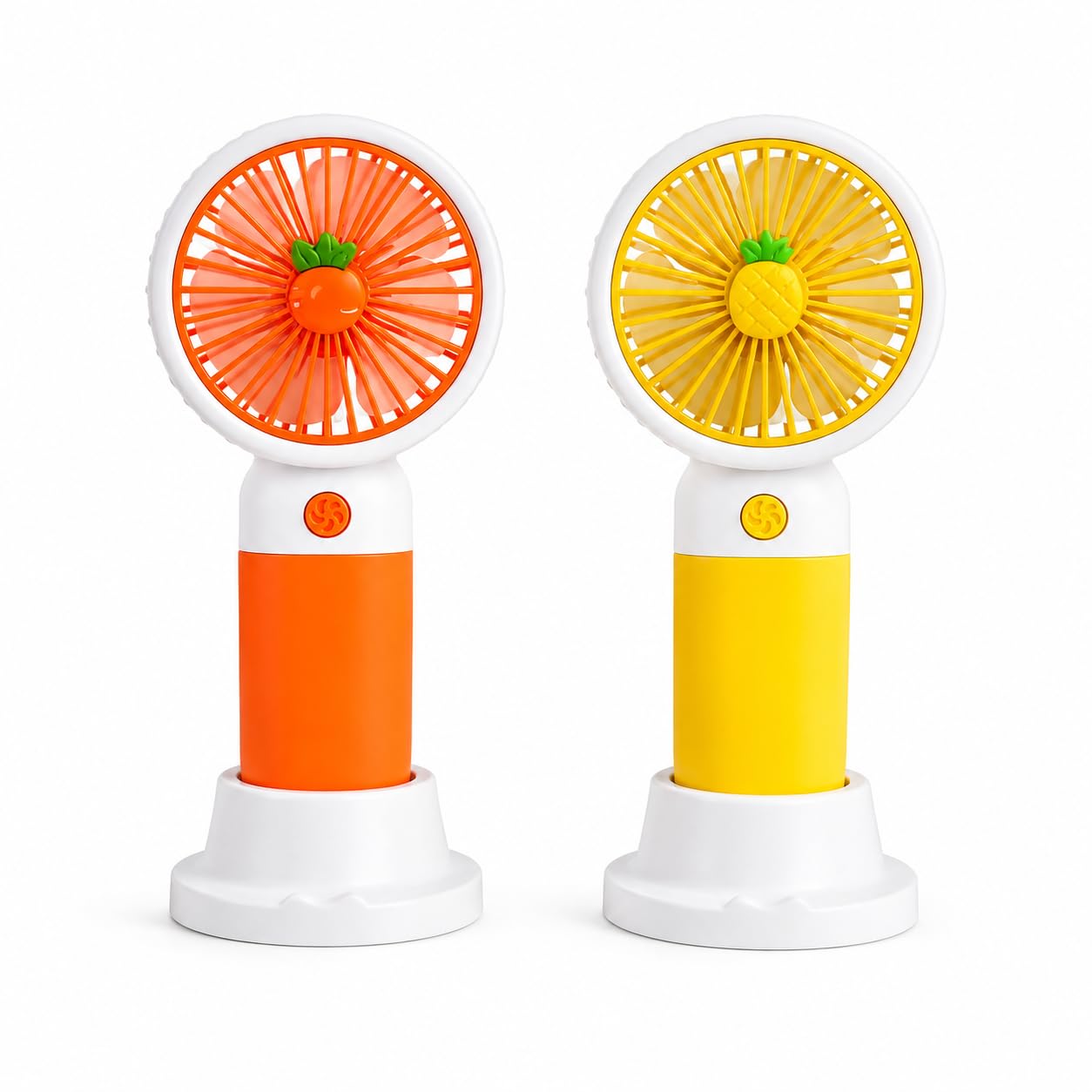 mini handheld fan usb rechargeable with stand pack of 2 | 3 speed modes, lightweight, portable, usb rechargeable, hands-free stand, easy grip, travel friendly