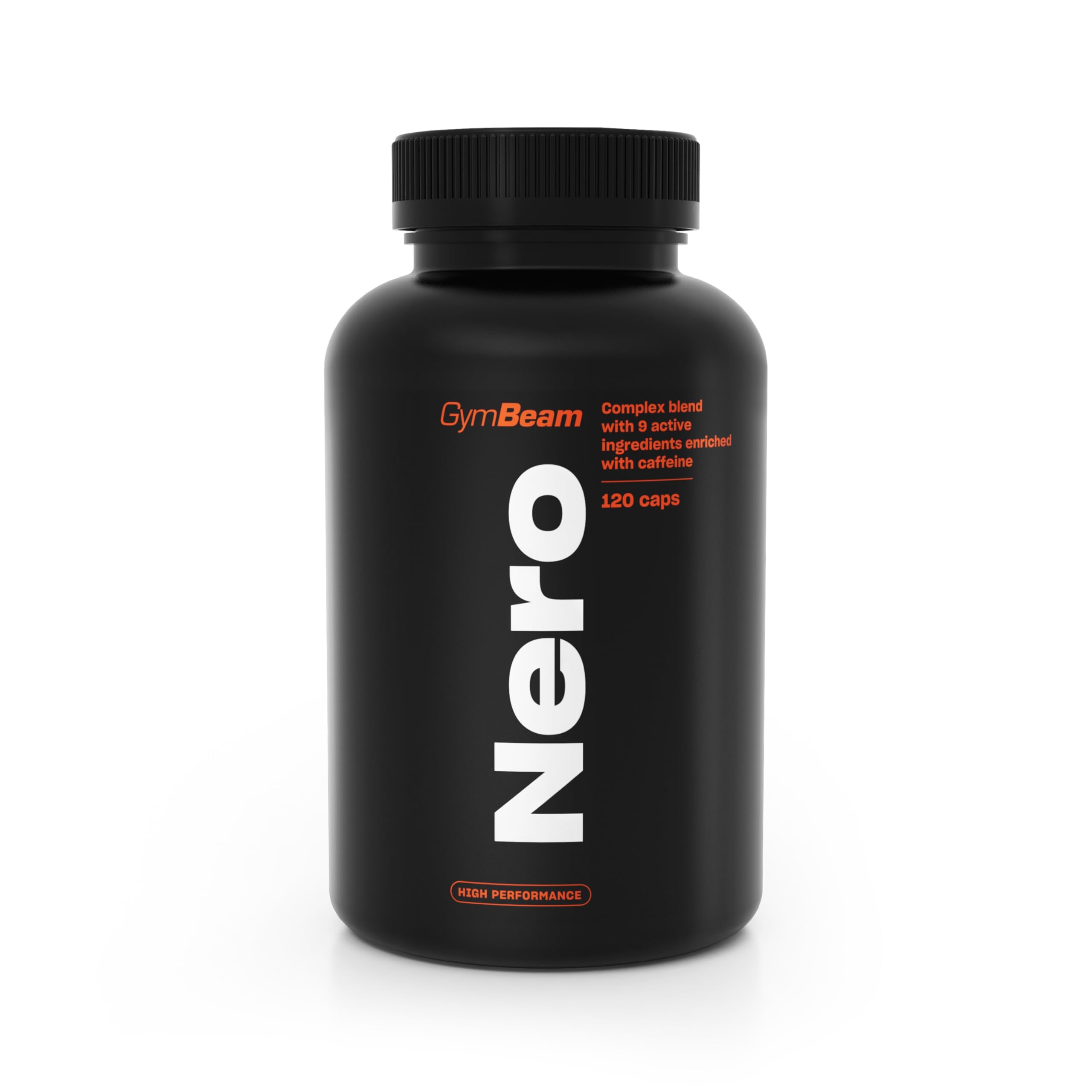 Nero Fatburner – L Carnitin Komplex mit 200 mg Koffein pro Portion, hochdosiert – Fettverbrenner mit MACA, Grüntee Extrakt, Bromelain & Schwarztee Extrakt, ohne Zusatzstoffe – GymBeam, 120 caps