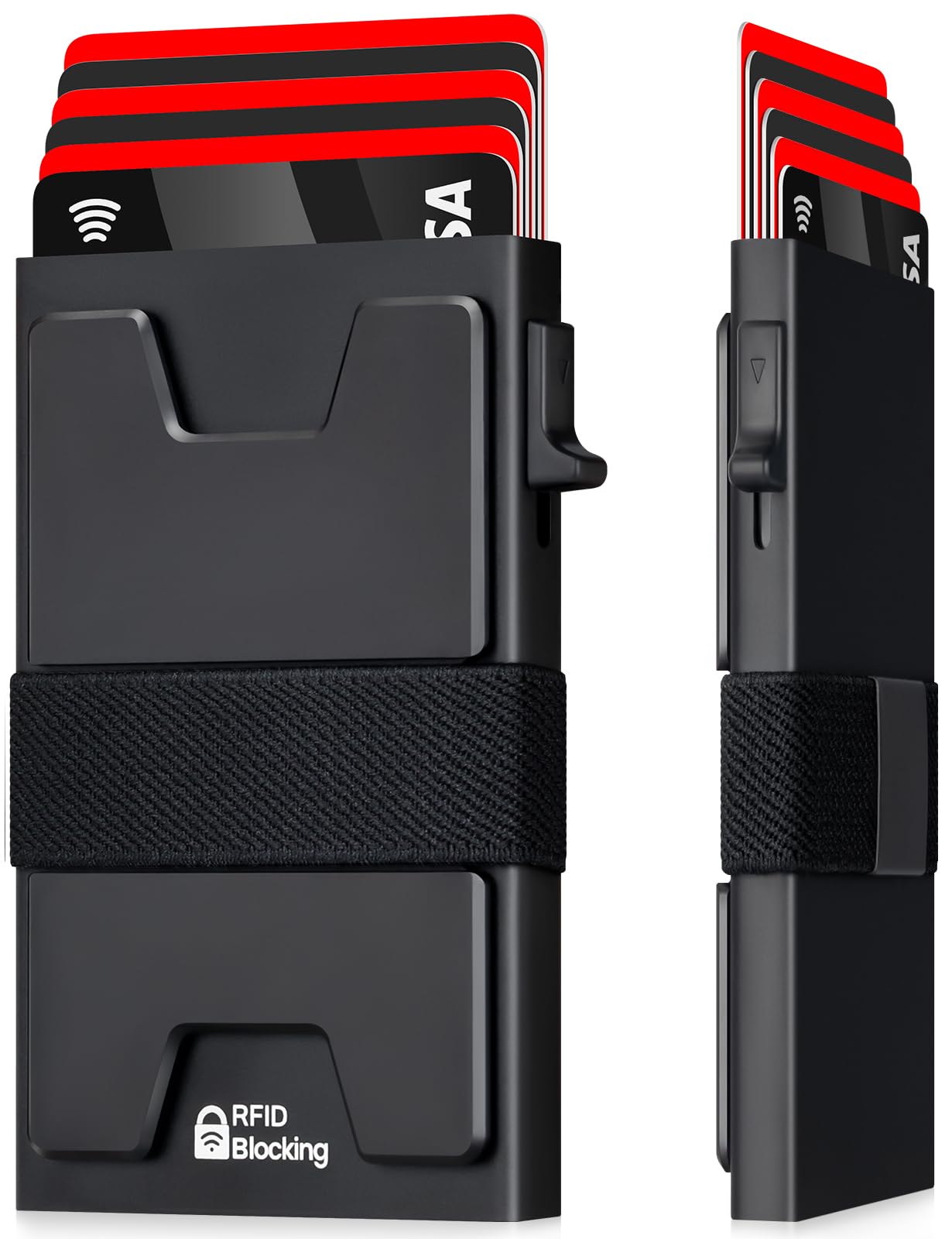 LXMY Kartenetui Herren, Kreditkartenetui RFID Schutz, Aluminium Slim Geldbörse Herren, mit Langlebiger Erweiterbarer Rückplatte, Geeignet Geschenke für Männer