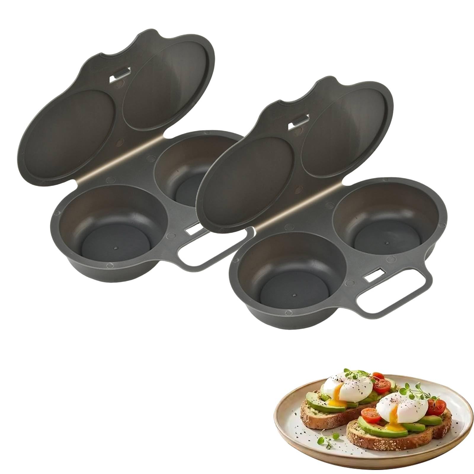 Microwave Egg Poacher With Lid & Handle, Microwave Egg Boiler Poacher(A2Pc)
