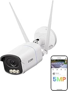 ZOSI C186 3K 5MP Aurora Lux WiFi Camera with Unveiling True Full Color Night, 2.4/5GHz Dual Band WiFi, AI Person & Vehicle Detect, F1.0 Super Aperture, 1/1.79" Super Sensor, HDR Technology, 2-Way Talk asin的图片