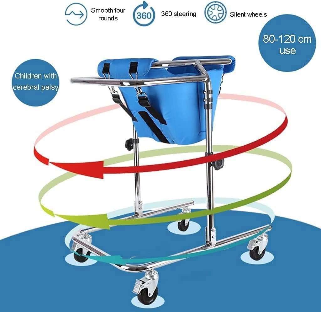 Chodzik z kołami o regulowanej wysokości, dla dzieci z porażeniem mózgowym (31-47) - chodzik rehabilitacyjny z ramą ze stojakiem, pomoc dla chodzenia, dla osób niepełnosprawnych, 4 koła