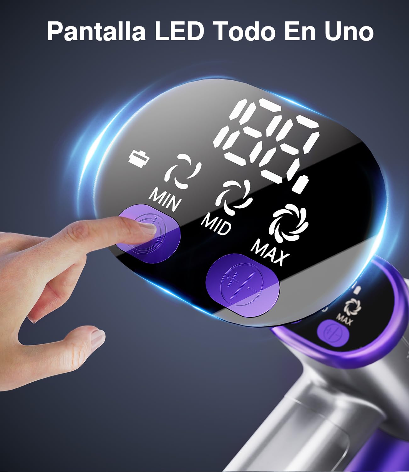 40KPa/450W Aspiradora sin Cable, aspiradora sin Cable Potente hasta 50 Mins, con Smart Screen y Cepillo Antienredos (Amarillo)