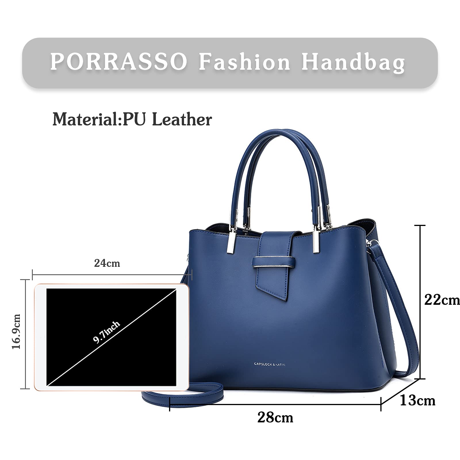 Moda Borsa a Mano Borsa a Tracolla da Donna Borsetta Borse a Secchiello Borsa a Spalla in Pelle PU Handbags Blu