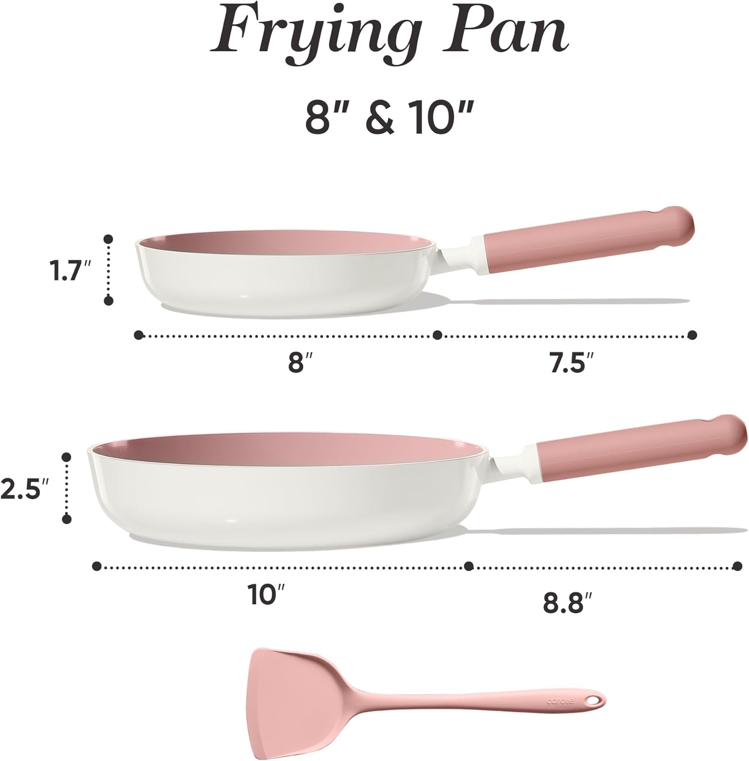 CAROTE Ceramic Frying Pan, 2 Nonstick Skillets & Silicone Spatula, Induction Compatible All Stoves - Image 2