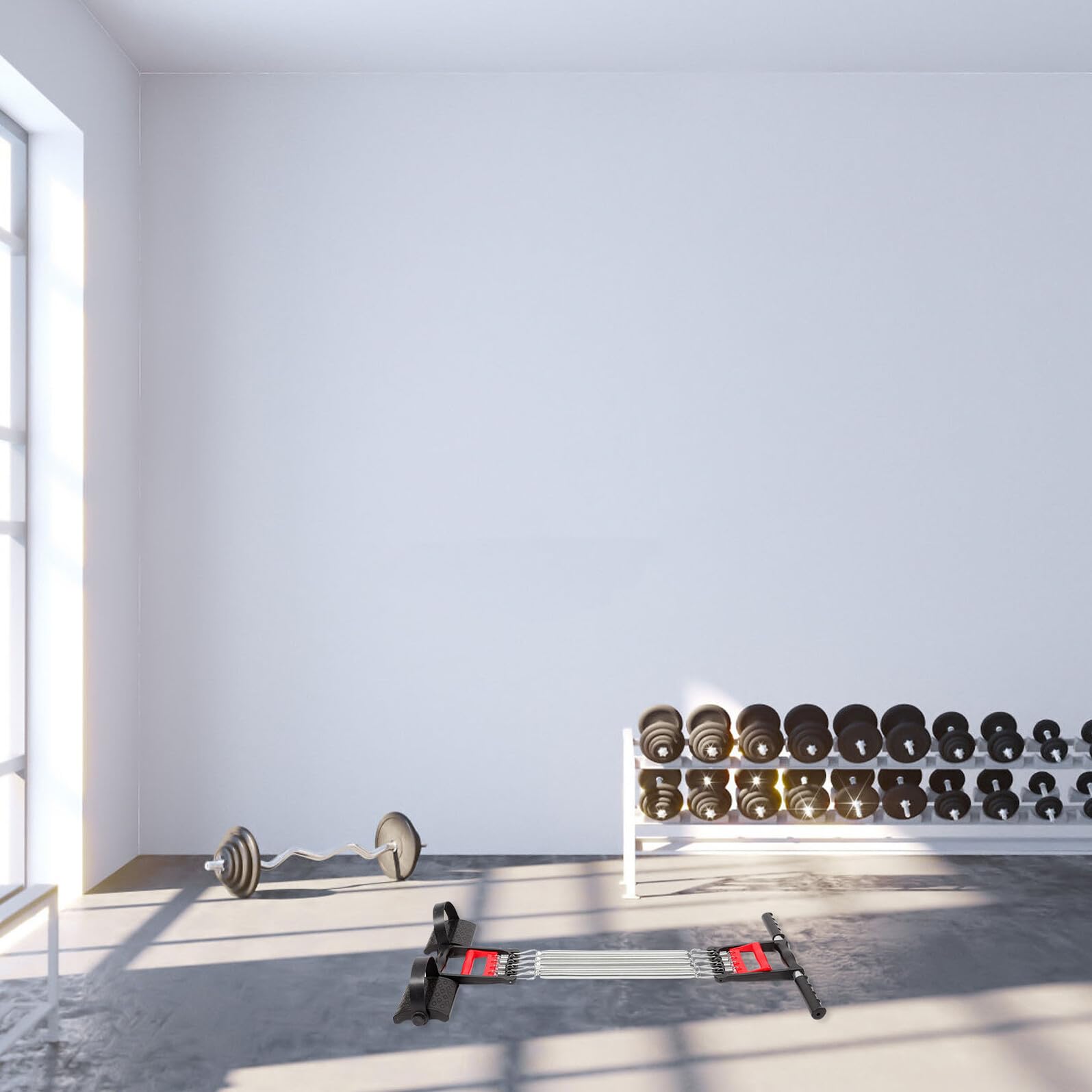 Cabilock Verstellbarer Brust Expander mit Federstahl für Effektives Krafttraining Zuhause Multifunktionales Fitnessgerät für Oberkörper Arm Brustmuskeltraining Tragbar und Rutschfester