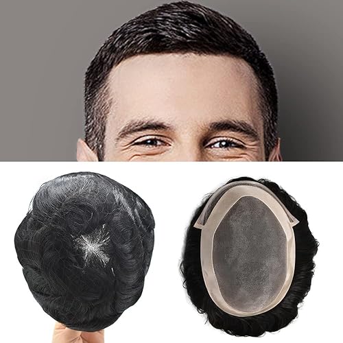 Pieza de cabello para hombre, tupé, duradero, mono, real, sistema de cabello humano, tupé, unidad de cabello de aspecto natural, postizo para