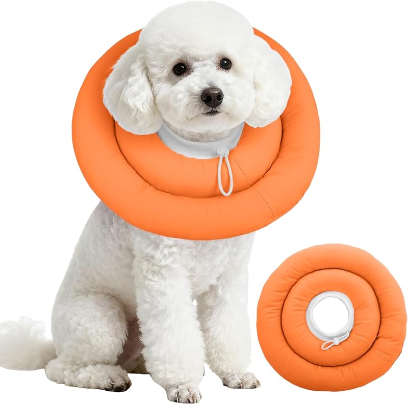 Colar de Recuperação para Cães IDOMIK, Cone Macio e Resistente à Água, Orange M