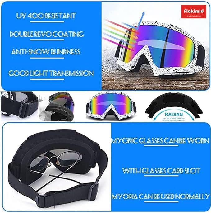 Miniatura 5 de flakimid Gafas de motocross para motocross, gafas de esquí, gafas antivaho UV con acolchado de espuma, adecuadas para deportes al aire libre