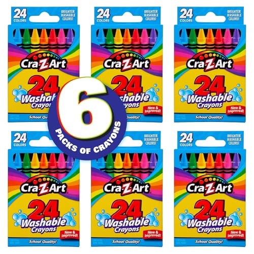 Image of Cra-Z-Art Washable Crayons, Bulk Pack, 24 Count, 6 Packs of Crayons, Bulk School Supplies for Classroom, Back to School Essentials