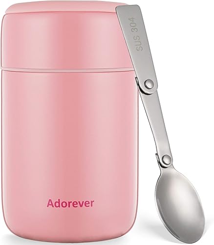 17oz Food Jar for Hot Food with Spoon, Stainless Steel Leakproof Insulated Lunch Containers for Adults