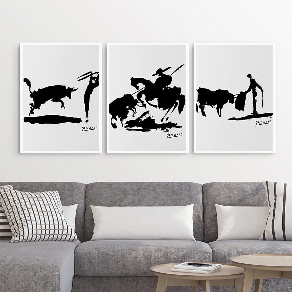 Waeta Rnvzx Pablo Picasso Print Retro Don Quixote Poster Canvas Wall Art 50x70cmX3 No Frame