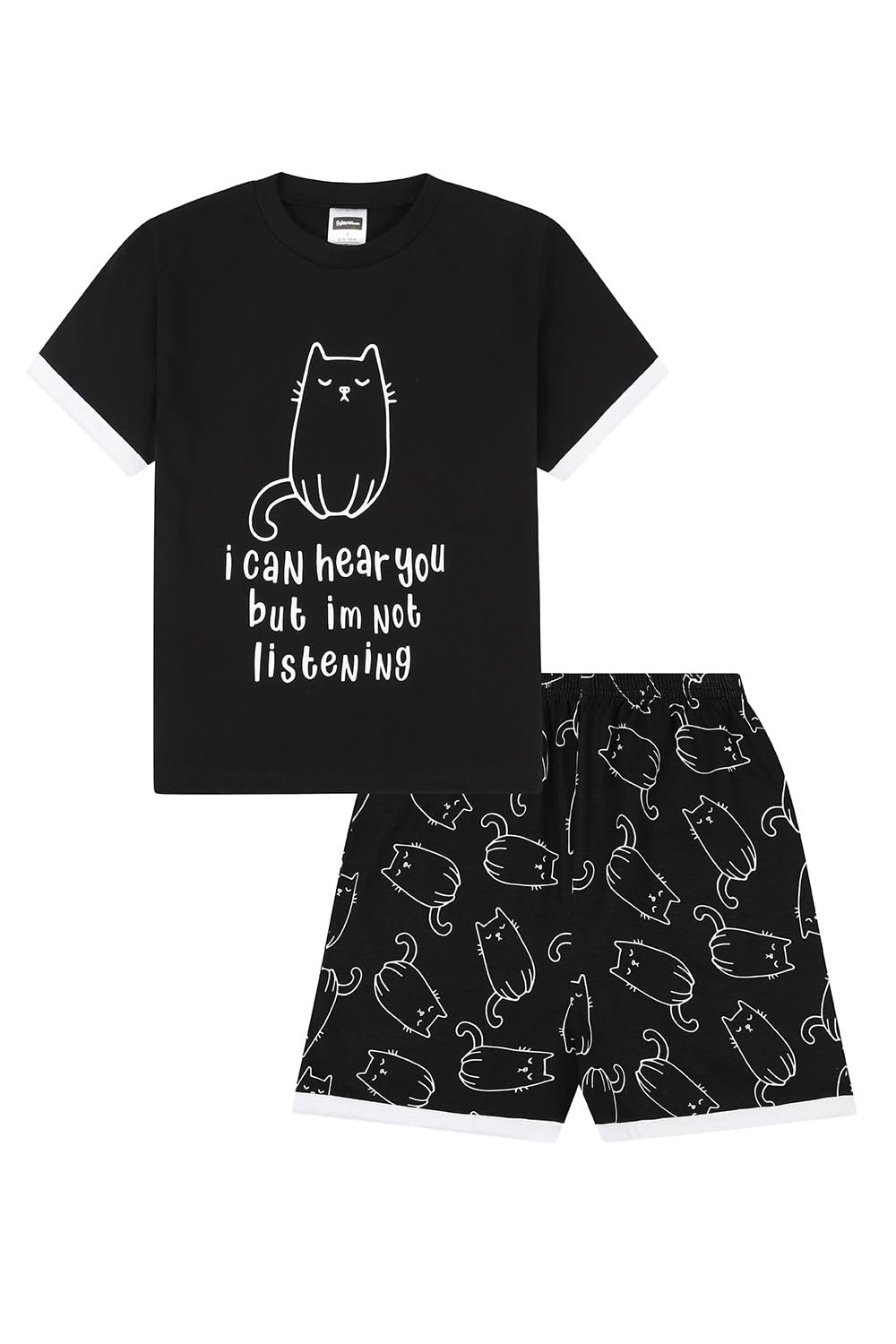 ThePyjamaFactory I Can Hear You But I'm Not Listening Cat Court Ensemble Pyjama pour Filles PJ's pour Enfants