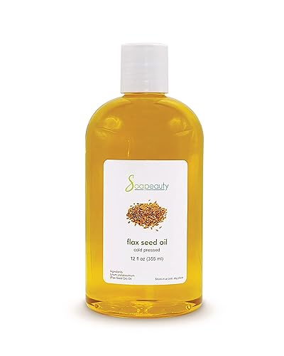 Soapeauty Aceite de semilla de lino sin refinar prensado en frío 100% puro y natural  para piel, cabello y recetas de bricolaje  Fuente de omega-3 y