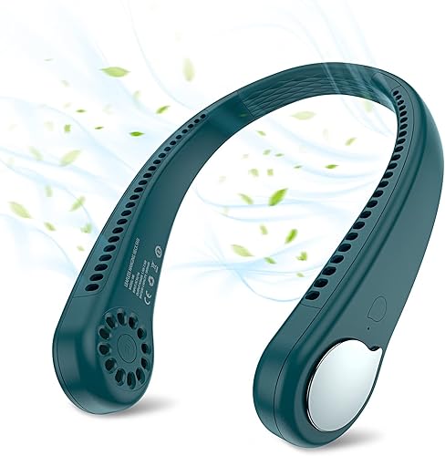 SmartDevil - Ventilador de cuello portátil sin aspas, manos libres, ventilador personal recargable, a pilas, colgante, enfría 360, 3 velocidades, 48