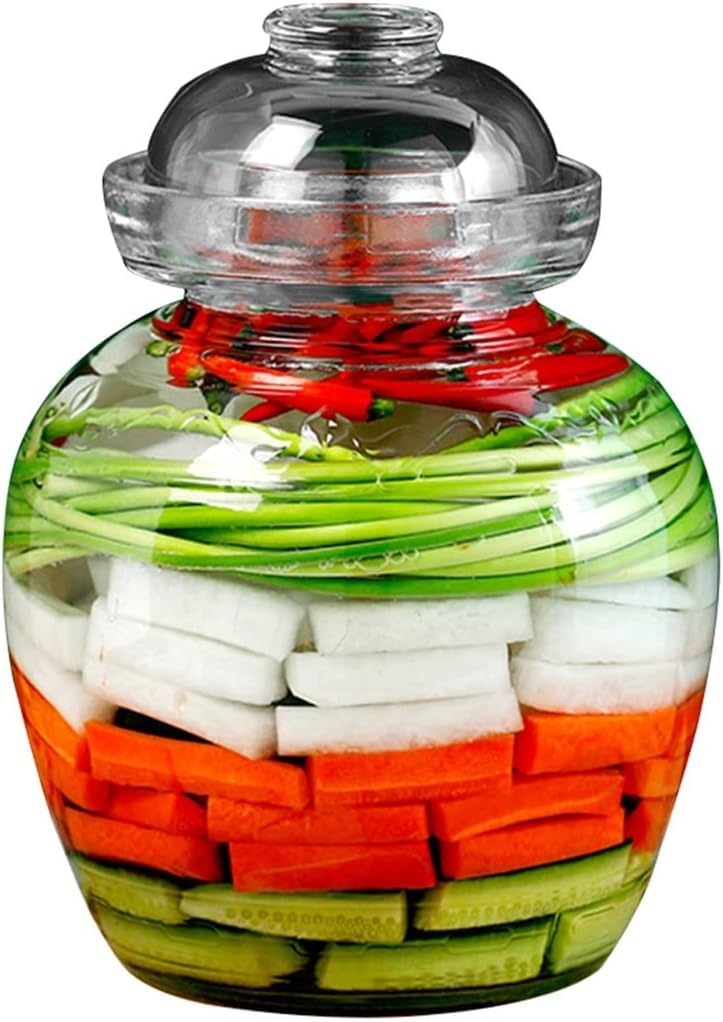 Szklany słoik fermentacyjny z pokrywką uszczelniającą wodą, idealny do domowych marynat i warzyw, hermetyczny i trwały