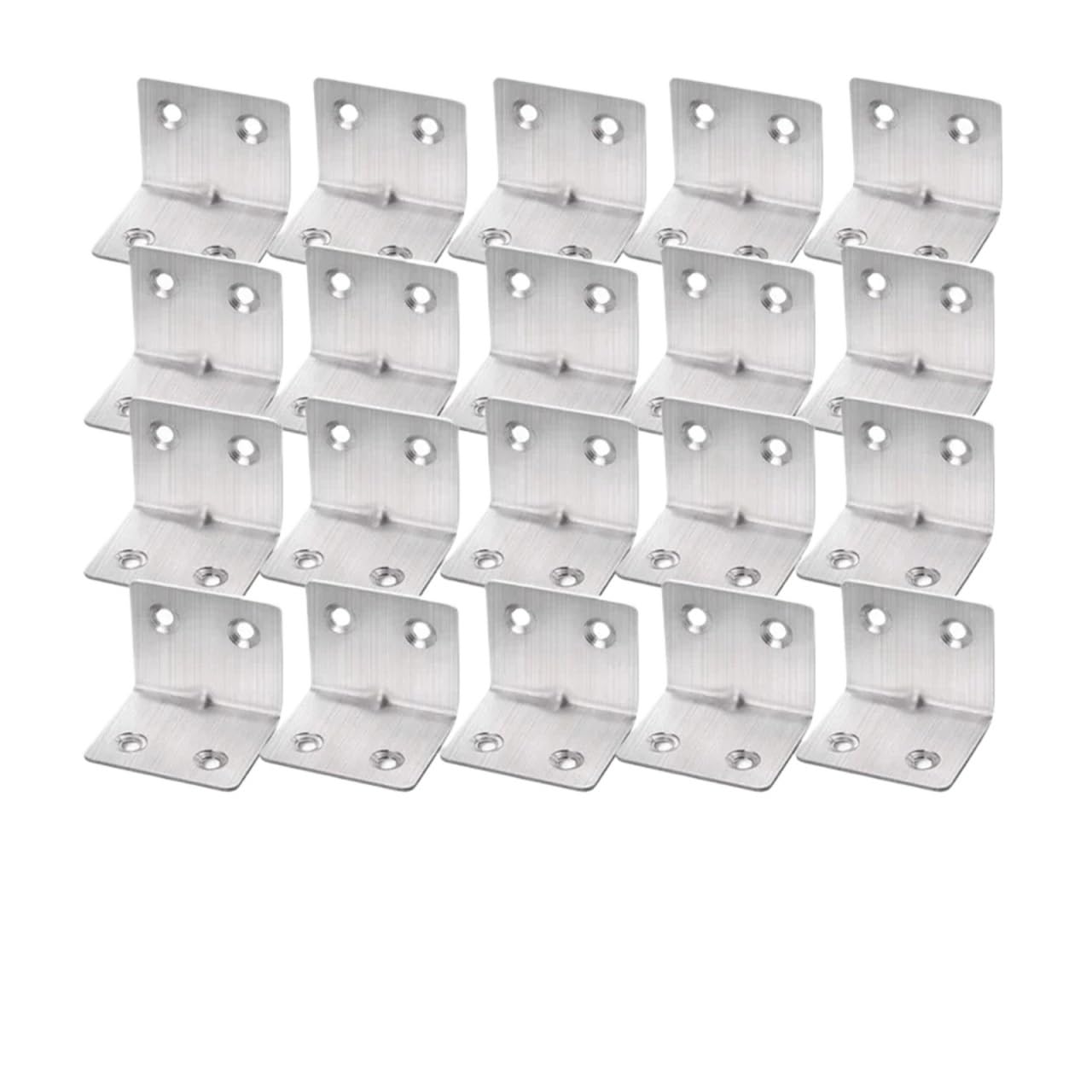 Universal Stainless Steel Corner Bracket 90 Degree L-Shaped Right Angle Fixed Brace Fastener for Wood Furniture Bedframe Cabinet(20PCS-(4 Holes))