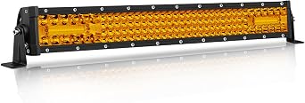 20 Inch Amber LED Light Bar, Niking Auto 150W Quad Row Spot Flood Combo Bar Super Bright LED Driving Work Light Off Road Bumper Grille Light Waterproof Yellow Lights for Trucks UTV ATV RZR Tacoma