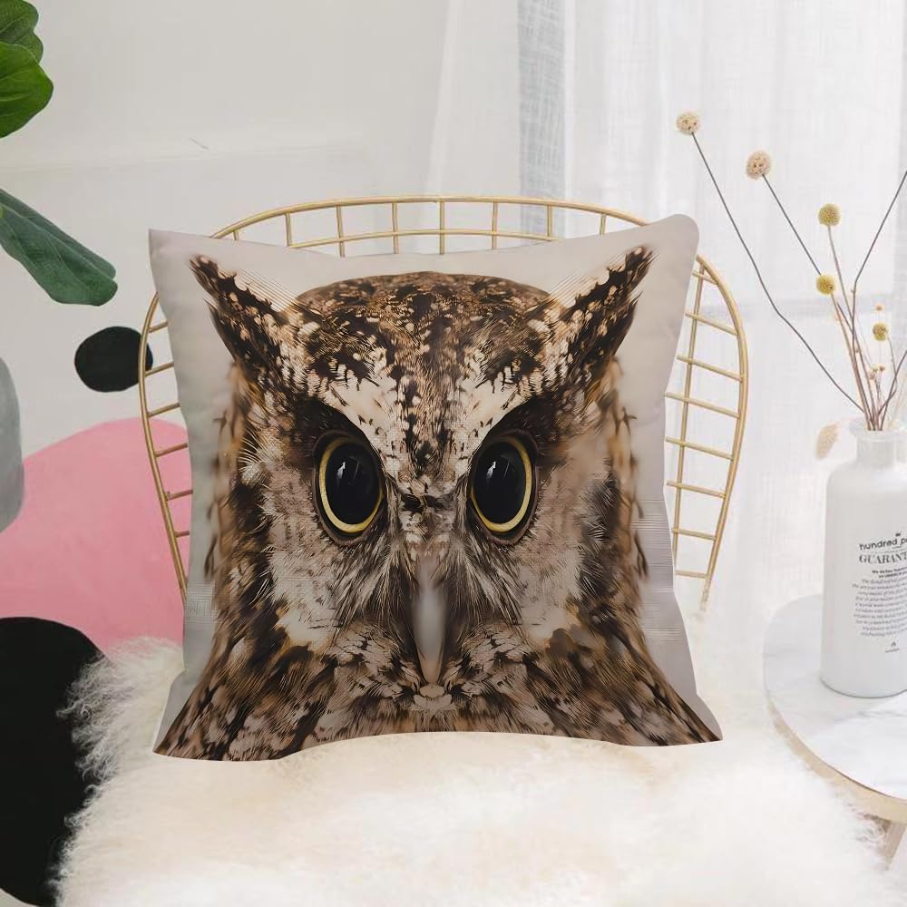 Hyosxw Photo Of An Owl In Macro Photography High Re - A8 Cushion Cover,Throw Pillow Case Home Decorative For Living Room Bedroom Sofa Chair 18X18 Inch,Photo Of An Owl In Macro Photography High Resolution Photo Of Owl Cub. The Bure,Pillowcase 45X45cm