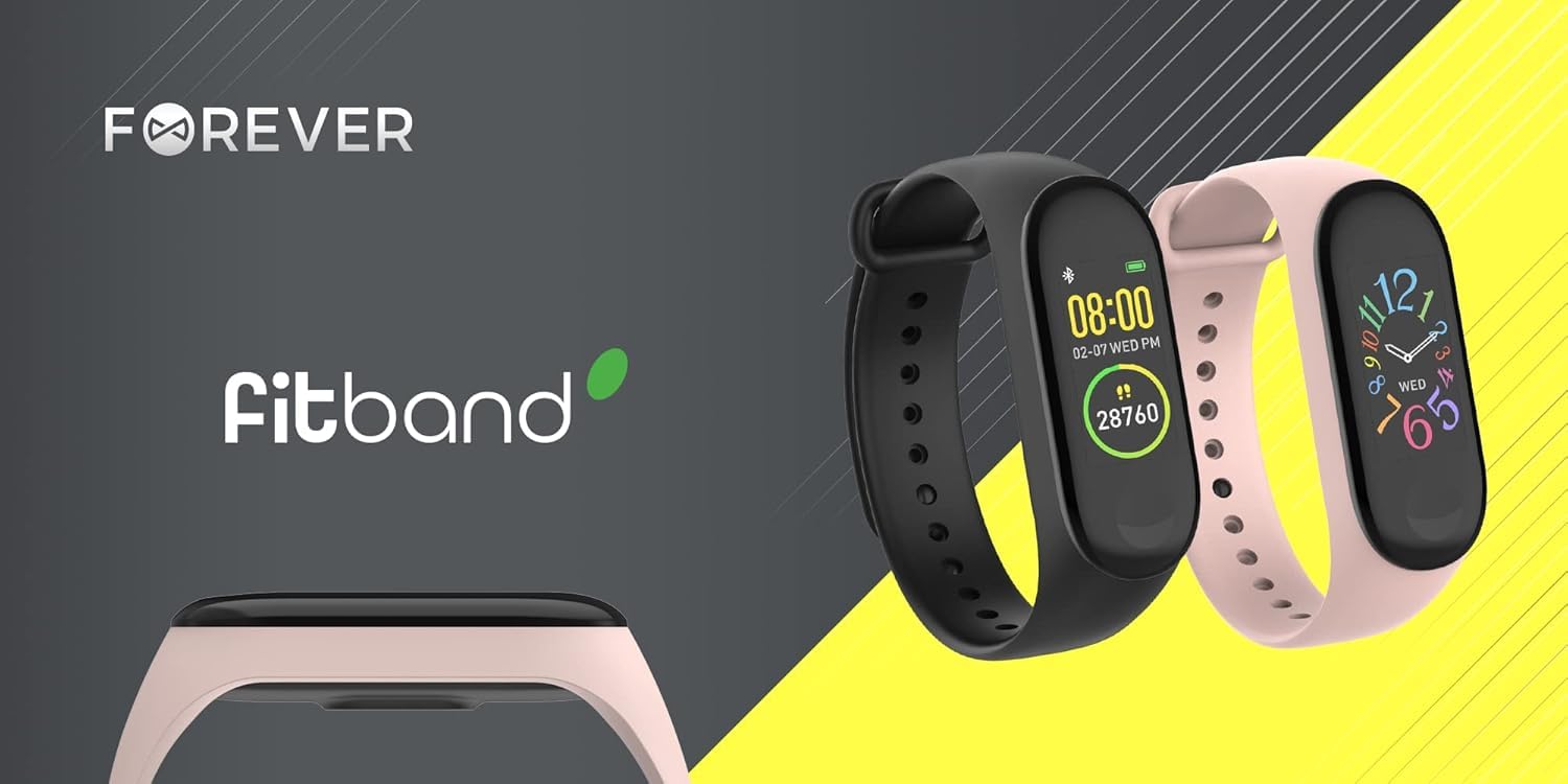 FOREVER Smart Band Fitband Fitness Tracker con Activity Tracker, orologio cardiofrequenzimetro con pressione sanguigna e contatore di calorie, orologio contapassi leggero, batteria a lunga durata