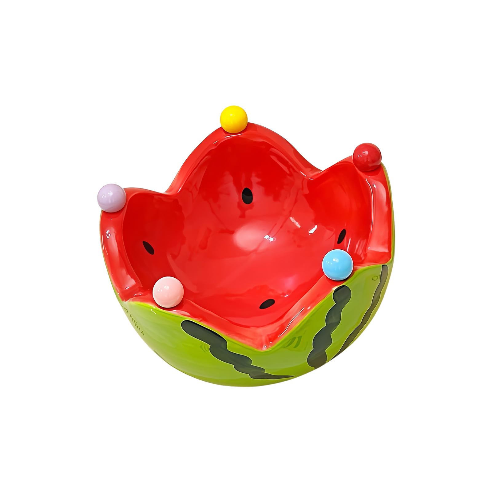 COOLHOOD Ceramic Watermelon Bowl Set with 5 Stainless Steel Forks for Fruit Salad Candy Snacks Party Serving Stainless Steel Forks Set