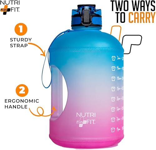 Miniatura 4 de Nutri Fit Plus - Galón de agua motivacional de 128 onzas para una hidratación definitiva con tapa a prueba de fugas y asa fácil de transportar sin