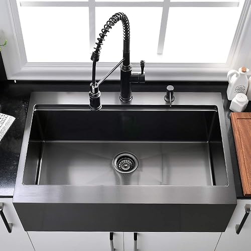 Miniatura 3 de Fregadero de acero inoxidable negro de 30 pulgadas, estación de trabajo, fregadero de cocina de acero inoxidable negro de 30 x 22 pulgadas, repisa