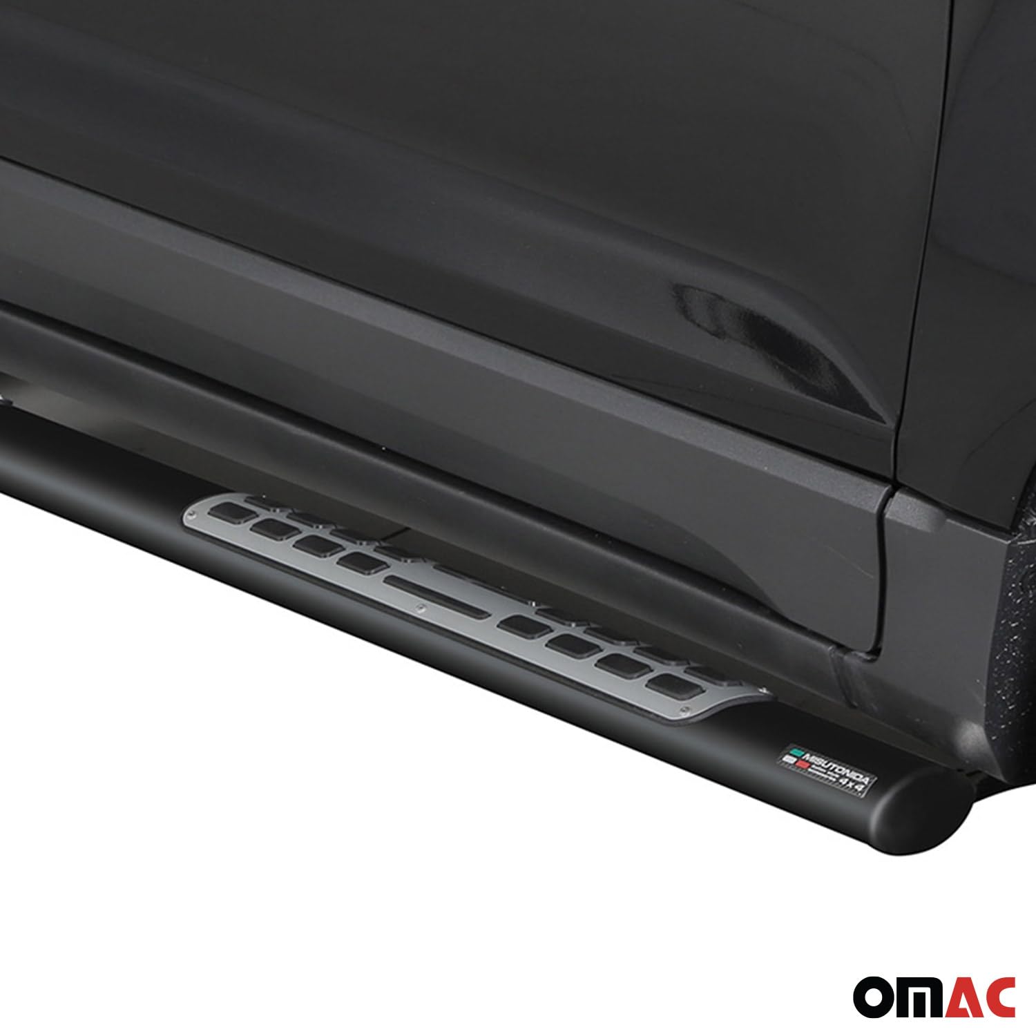 OMAC Acero INOX Faldones Laterales Schwellerrohre Compatible con Ford Ecosport 2013-2017 Negro