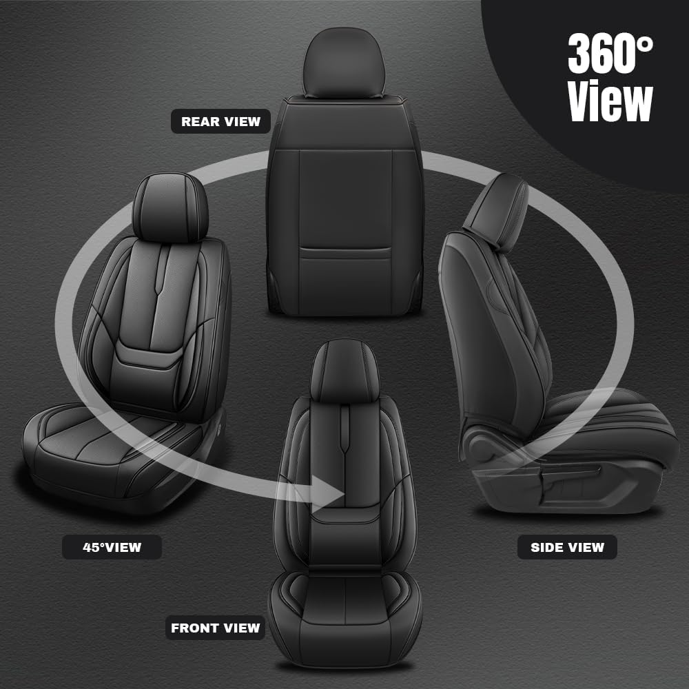 2-Seat Car Seat Covers for Toyota Sienna 2007-2026, Easy Install Non-Slip Front Leather Seat Cover (Front Pair, Black)