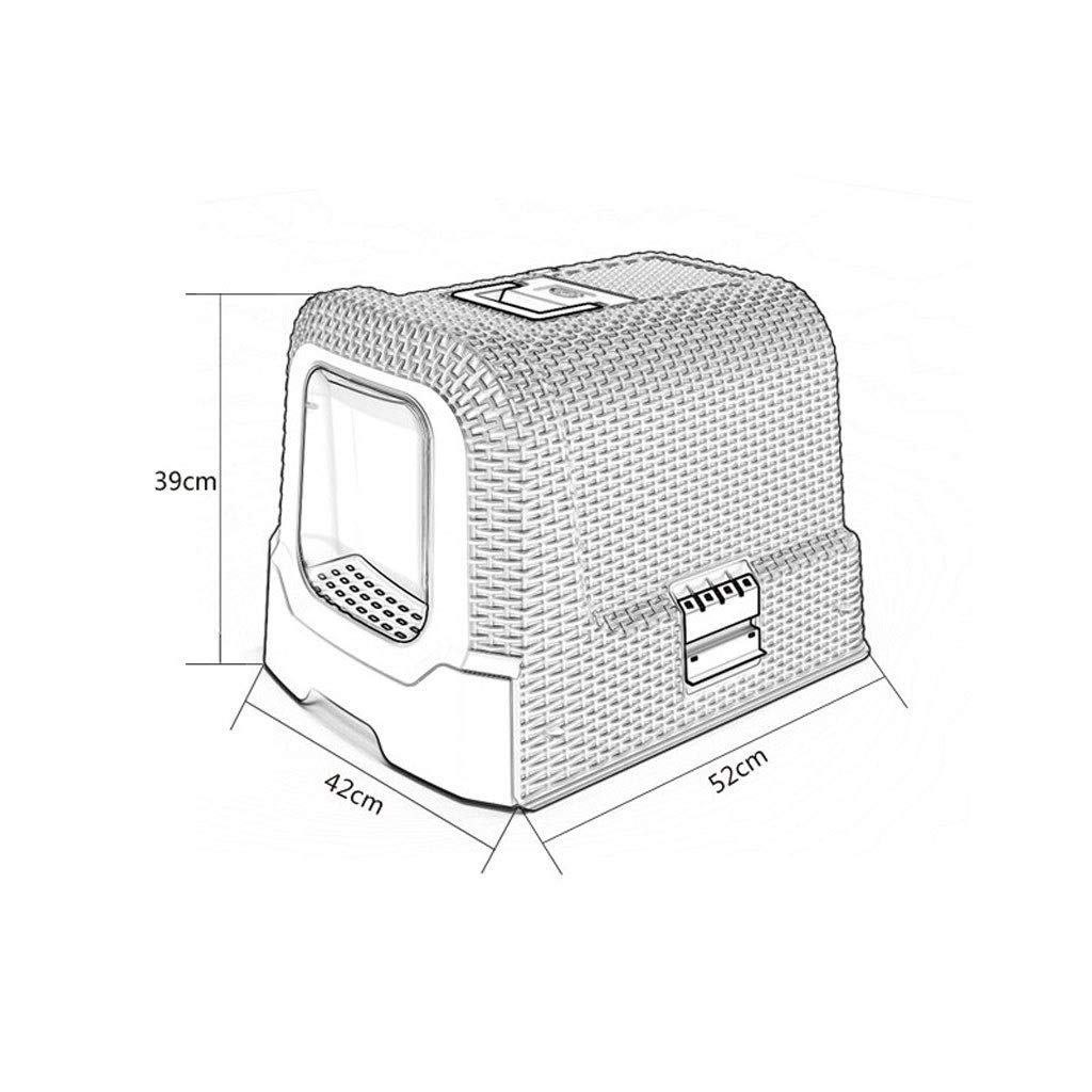Toilette per Animali Domestici Pet Supplies Rattan Stile Completamente recintato Cat igienici Grande lettiera del Gatto Grande Potty Pet Supplies Chiusa Lettiera per Animali Domestici(Bruin)