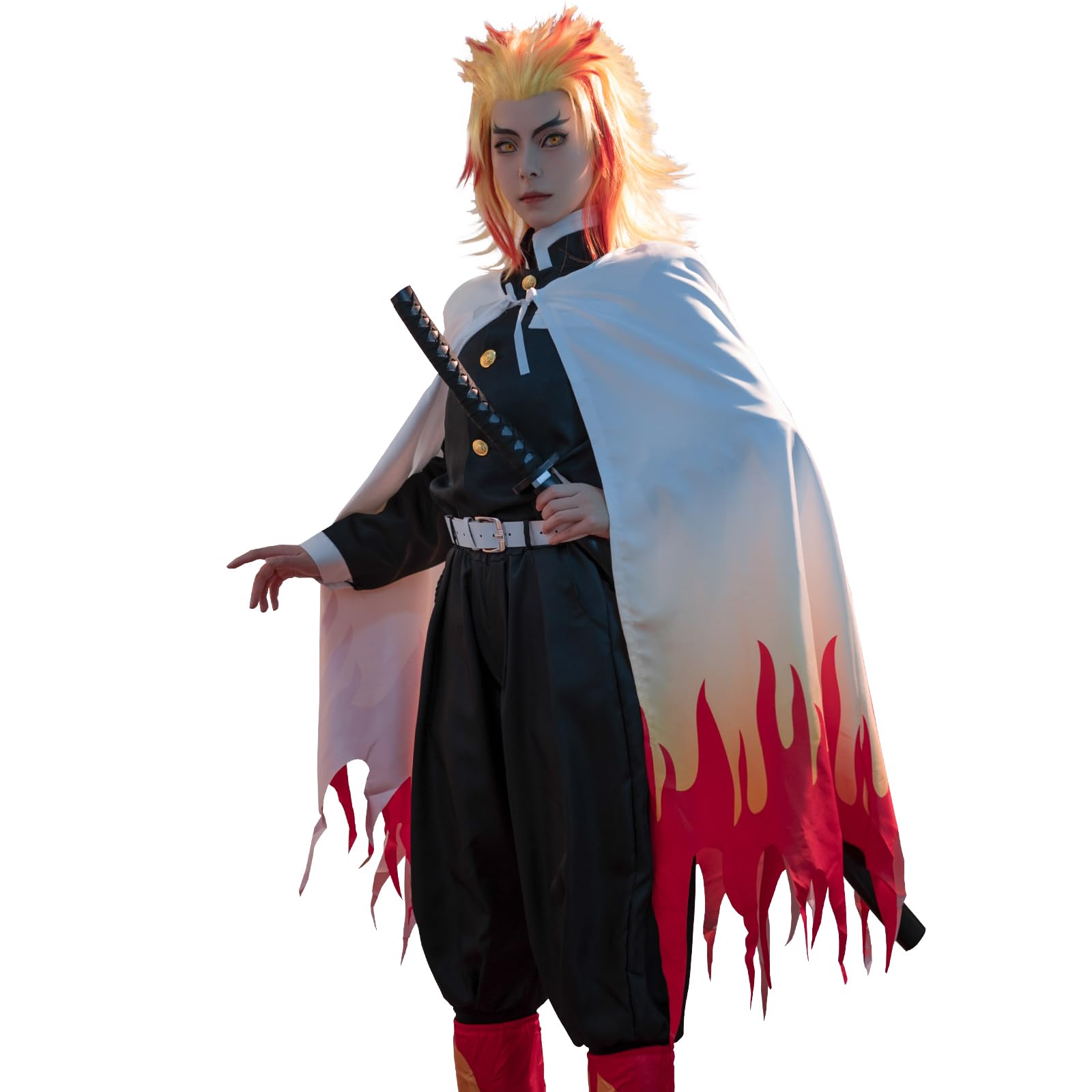 CR Rolecos Rengoku Cosplay Outfit - Adult Rengoku Costume - Kamado Halloween Uniform - XXL, Kyojuro Rengoku