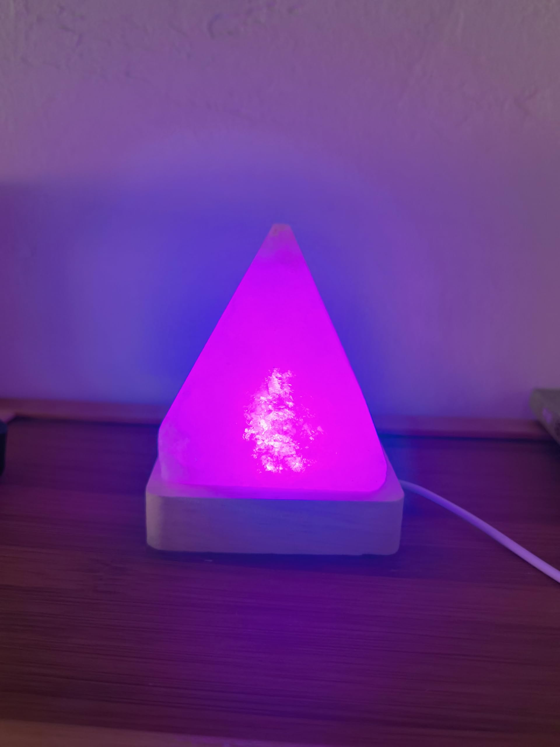 YZYOE USB Rainbow Gradient Himalayan Salt lamp, Solid Wood Base Atmosphere Decoration Pyramids Salt Light with Remote Control - Image 4