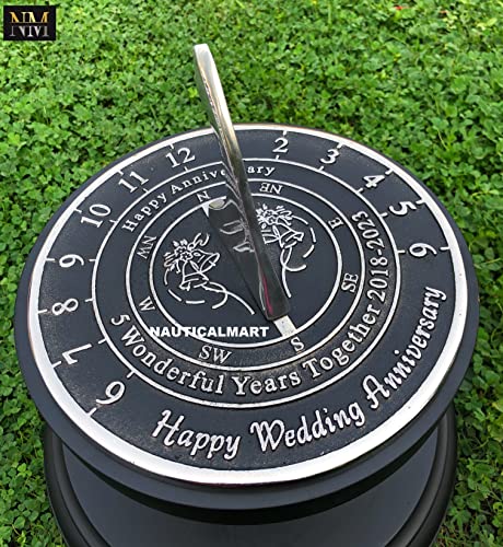 Reloj de sol de madera náutico con grabados de precisión 5