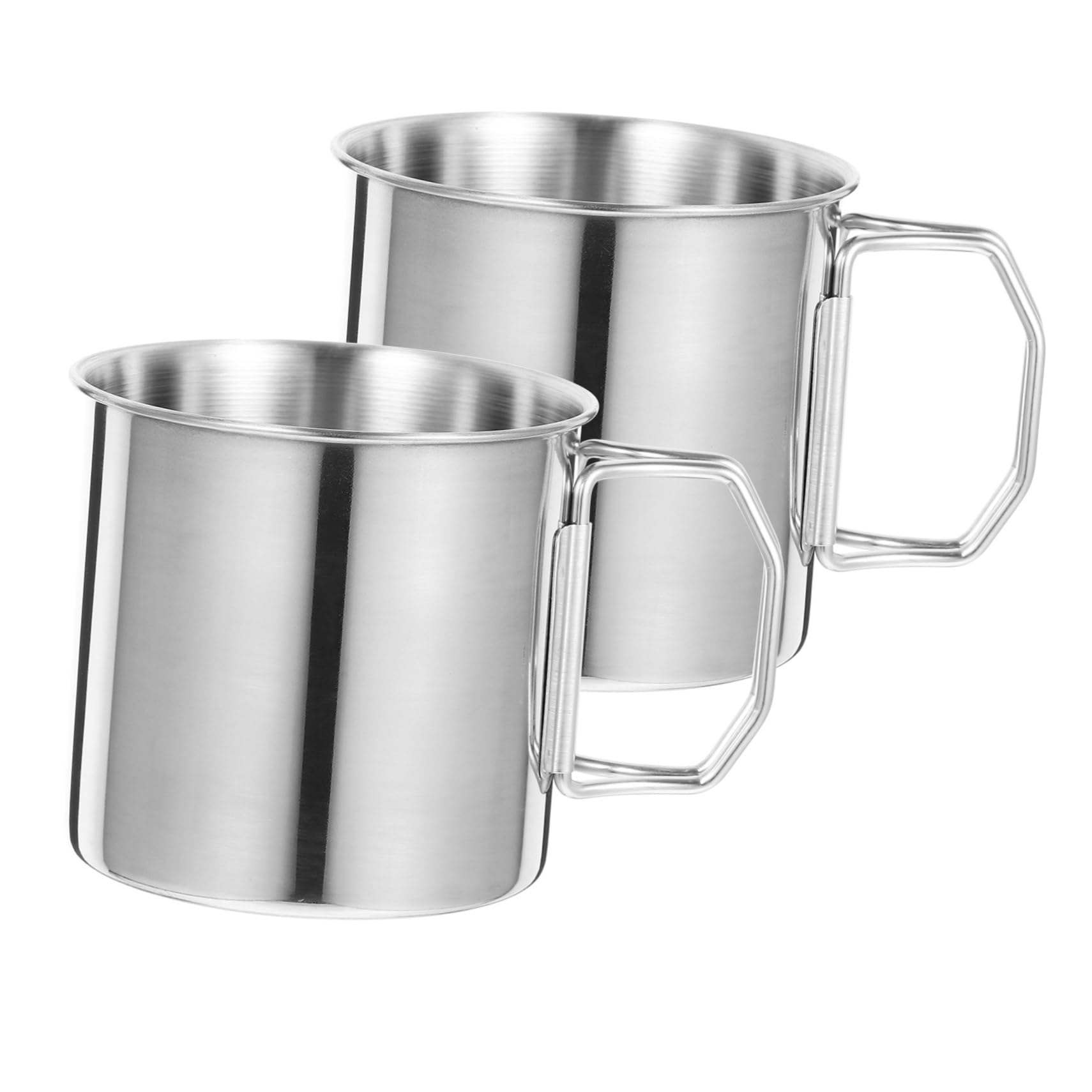ibasenice 5 Ensembles Mug De Camping Acier Inoxydable De Tasses Portables Avec Poignée Pour Boissons Chaudes Et Froides Accessoire De Pique Et Randonnée 2 Pièces * 5