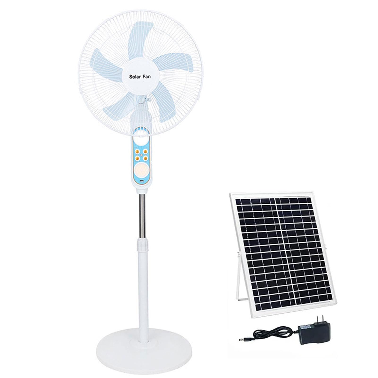 asdchZen Portable Solar Panel Fan, Rechargeable Floor Fan With 3 Speed Settings And Oscillation For Indoor And Outdoor Use,White-B