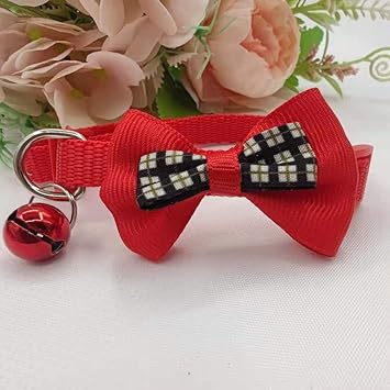 YellowCult Breakaway Cat Collar with Cute Bow Tie and Bell, Contrasting Colored & Neat Bow, 1 Kitty Safety Collar - Red