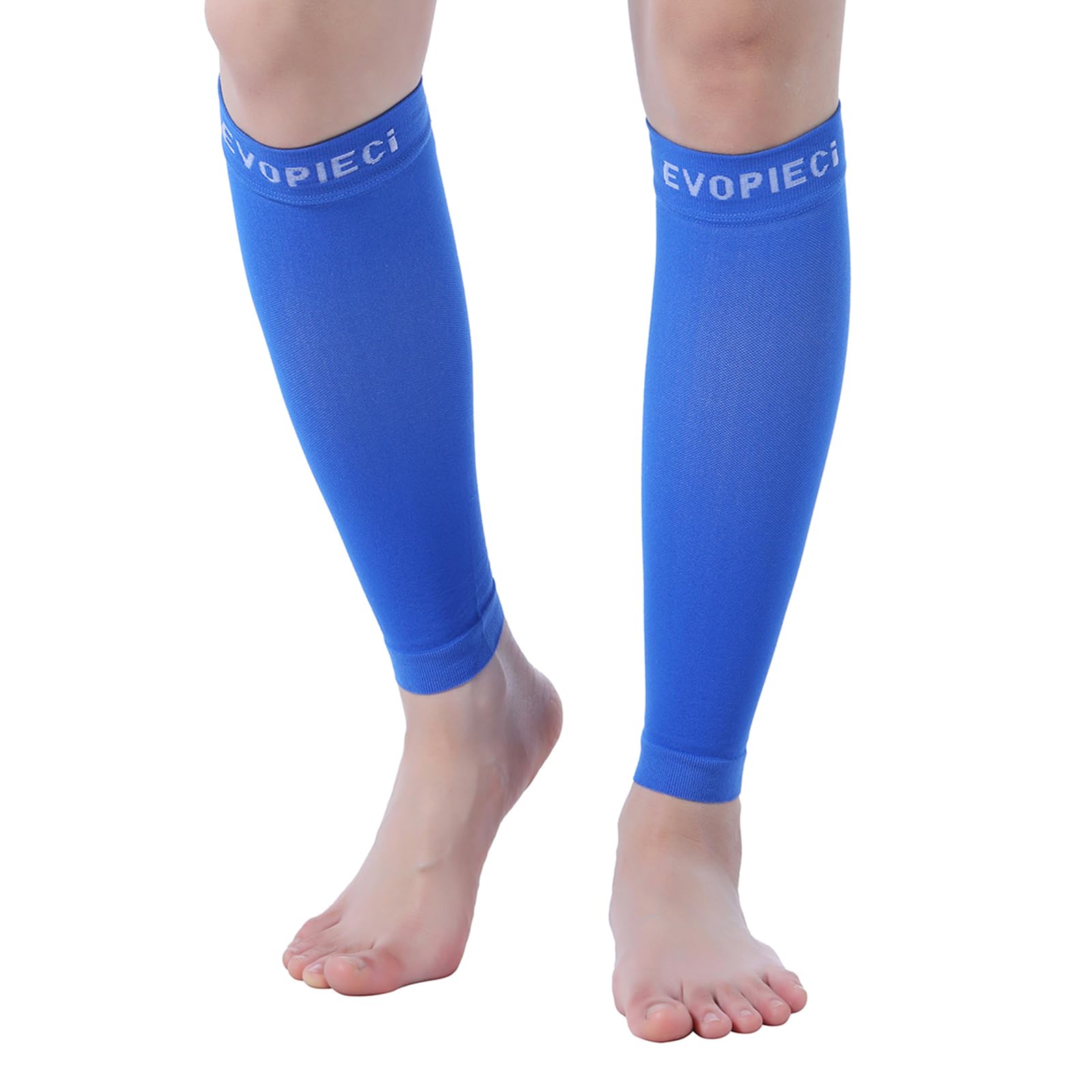 EVOPLECI 15-20mmHg Calf Compression Sleeve Men and Women Wide Calf Sleeve Brace Compression Socks for Leg Support, Shin Splint,Pain Relief (Blue,