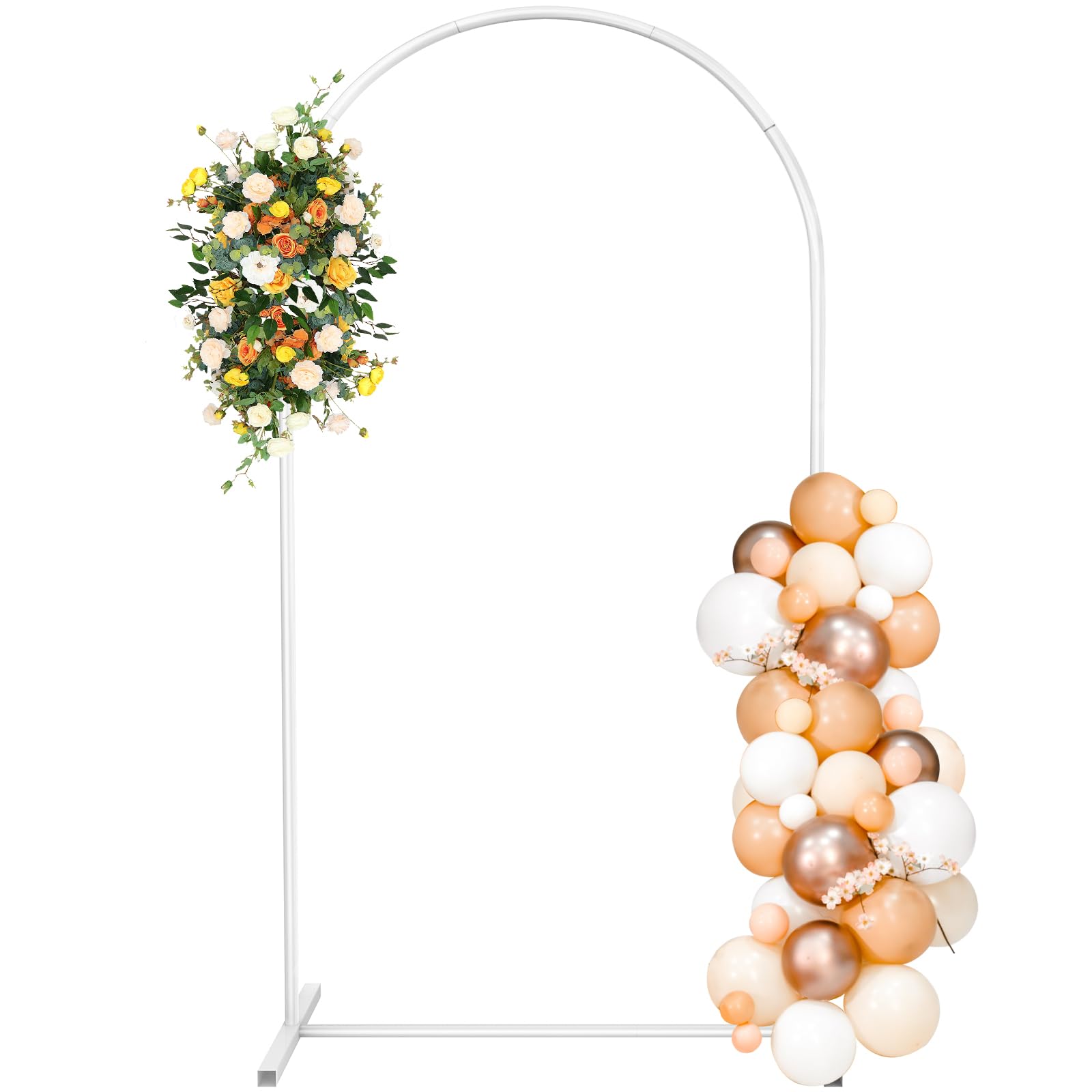 Sunexinlo Arch Backdrop Stand 7.2FT,Wedding Arch Frame,Metal Arch Stand for Anniversary,Balloon Party Backdrop Arch for Baby Shower Birthday Decoration,White