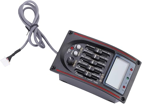 LCD 5-Band Acoustic Guitar Preamp EQ with Built-in Chromatic Tuner, Piezo Pickup System, and Volume/Phase Controls Compatible with Most Acoustic Guitars