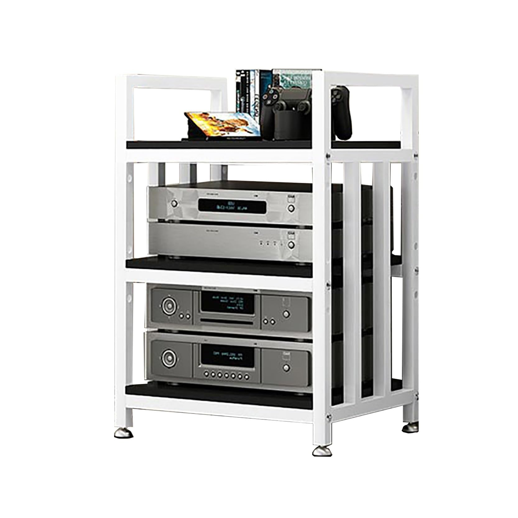 Torre audio ad alta fedeltà – Unità di archiviazione multistrato per dischi in vinile, armadio router AV multimediale, elegante mobile bianco HiFi per Home Theater e amanti della musica