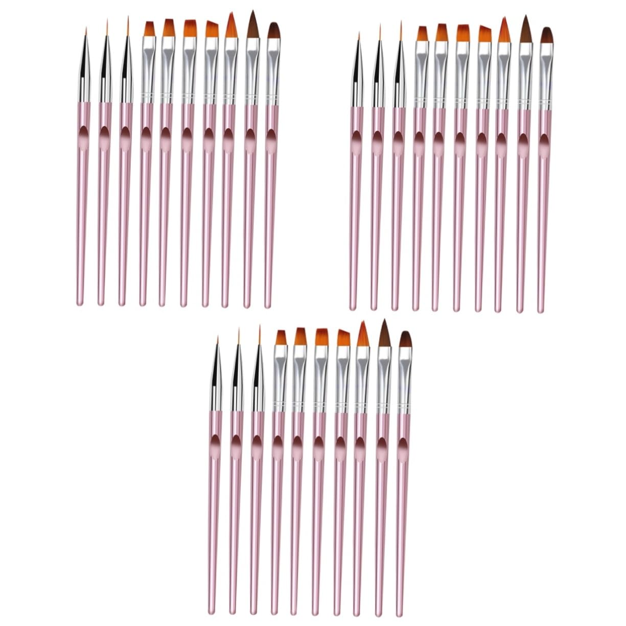 FRCOLOR 30pezzi Pennelli Per Nail Art Cristallo Pennelli Da Manicure Rosa Oro Strumenti Per Decorazione Unghie e Dotting Pen Per Uso Professionale e Domestico