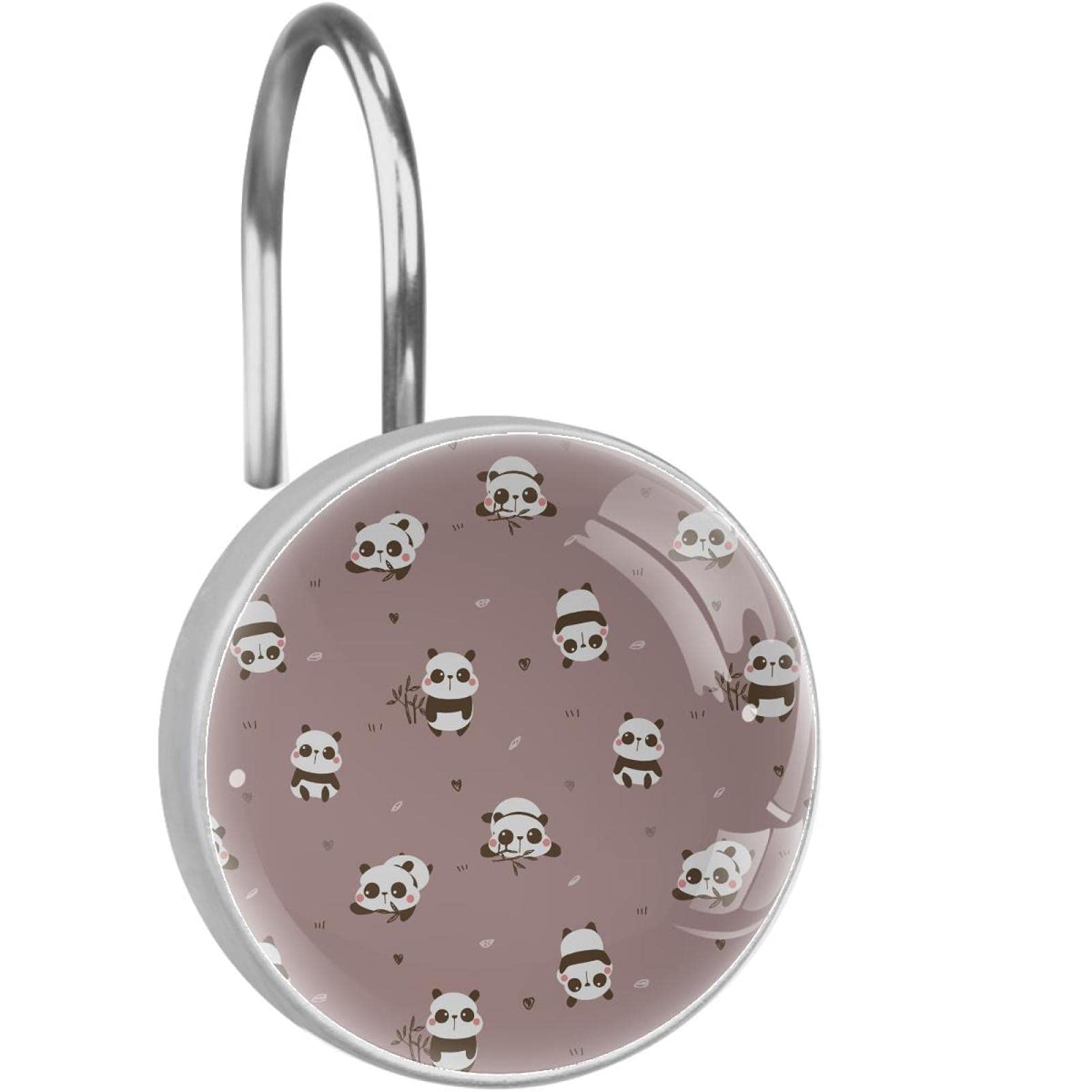 Crochets pour rideau de douche panda acier inoxydable anneaux salle de bain anti rouille x12