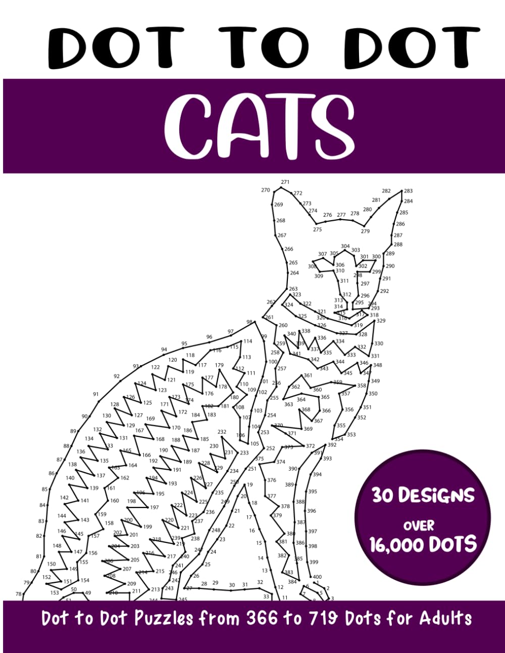 Dot to Dot Cats for Adults: Cats Connect the Dots Book for Adults (Over 16000 dots) (Dot to Dot Books for Adults)