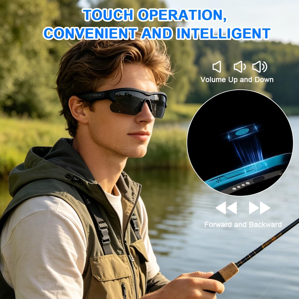 Smart Audio Gafas de Sol 5.2 Bluetooth Inalámbricas,Gafas Inteligentes | Auriculares Abiertos, Protección UV, Navegación por Voz, Adecuado para Deportes al Aire Libre, Correr y Ciclismo