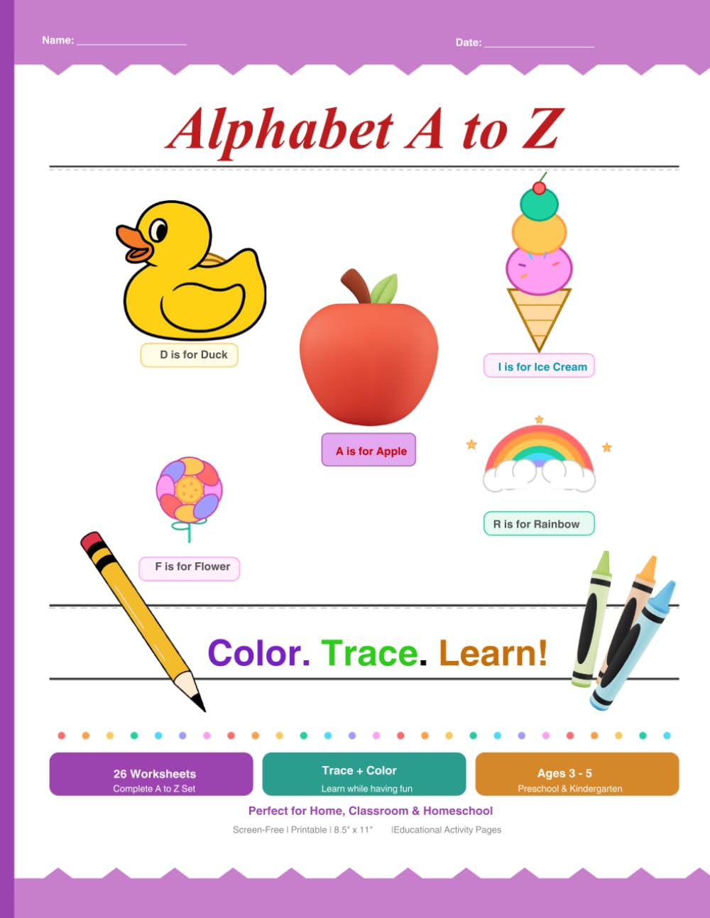 Alphabet a To Z Coloring Worksheet Set