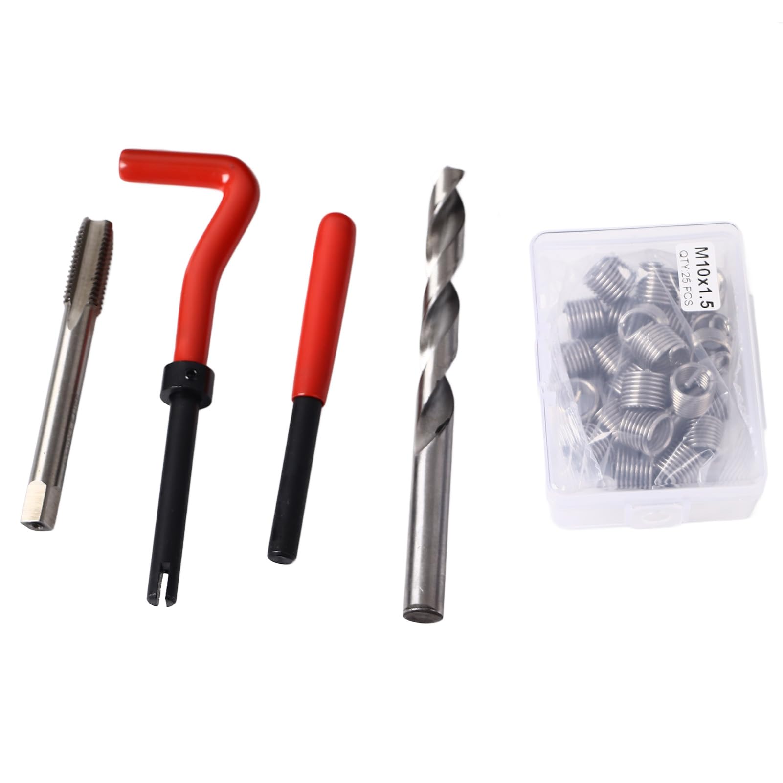 Fafeicy 261pcs Thread Riparazione Kit Thread Insert Metrica e Strumenti di Riparazione della Filettatura Imperiale con M12 M10 M8 M6 M5 Inserti Bit per Trapano per Attrezzatura