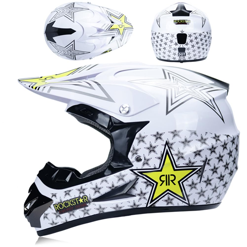 Casque De Moto pour Enfant Motocross Cross Off-Road, D. O. T Standard Enfants Quad Bike VTT Go Karting Casque